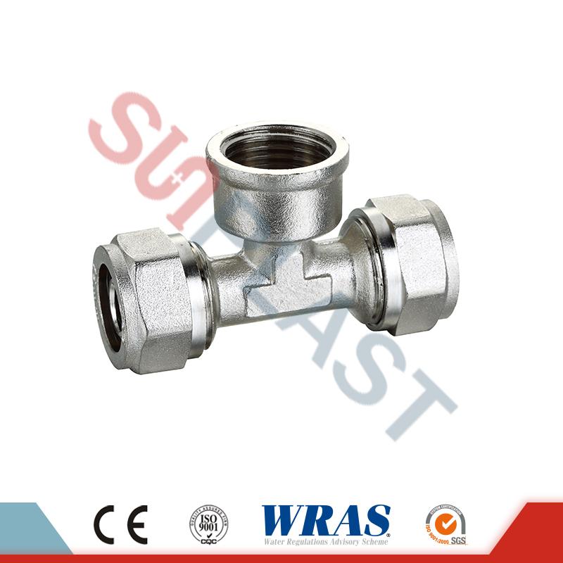 Brass Compression Female Tee For PEX-AL-PEX Multilayer Pipe