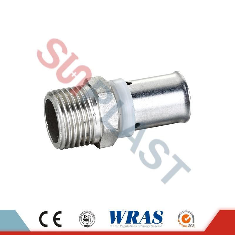 Brass Press Male Coupling For PEX-AL-PEX Multilayer Pipe